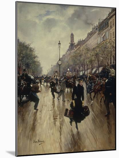 Four Pm at the Carrefour Drouot and the Grand Boulevard, C.1895-Jean Béraud-Mounted Giclee Print