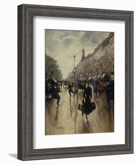 Four PM at the Carrefour Drouot and the Grand Boulevard-Jean Béraud-Framed Giclee Print