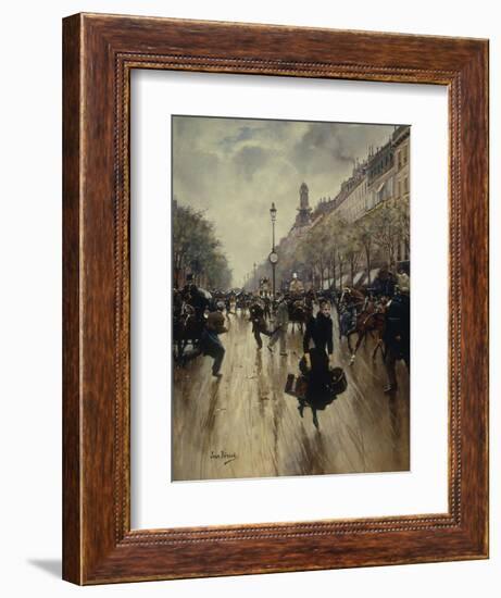 Four PM at the Carrefour Drouot and the Grand Boulevard-Jean Béraud-Framed Giclee Print