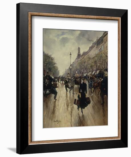 Four PM at the Carrefour Drouot and the Grand Boulevard-Jean Béraud-Framed Giclee Print