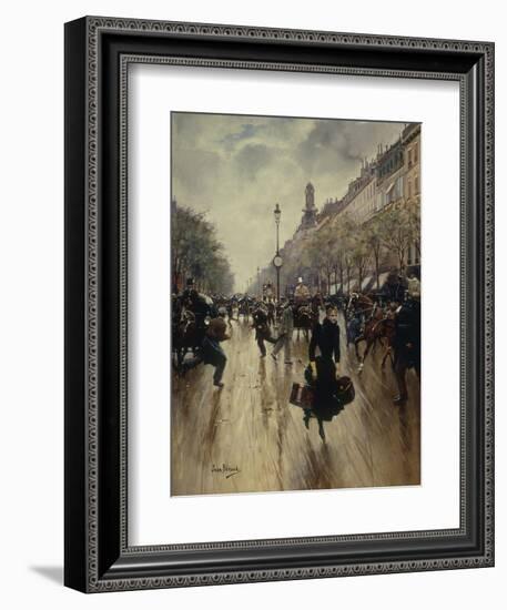 Four PM at the Carrefour Drouot and the Grand Boulevard-Jean Béraud-Framed Giclee Print