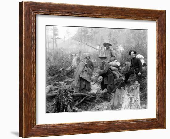 Four Prospectors Posed on Trail in Alaska During the Yukon Gold Rush in 1897-null-Framed Photo