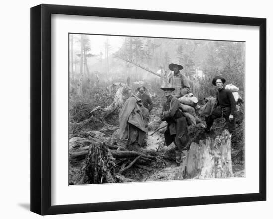 Four Prospectors Posed on Trail in Alaska During the Yukon Gold Rush in 1897-null-Framed Photo