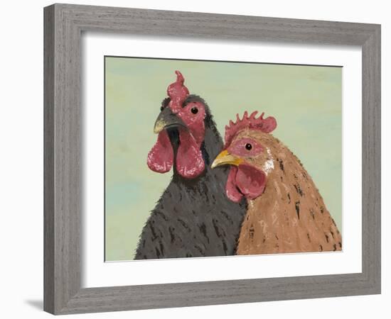 Four Roosters Brown Chickens-Jade Reynolds-Framed Art Print