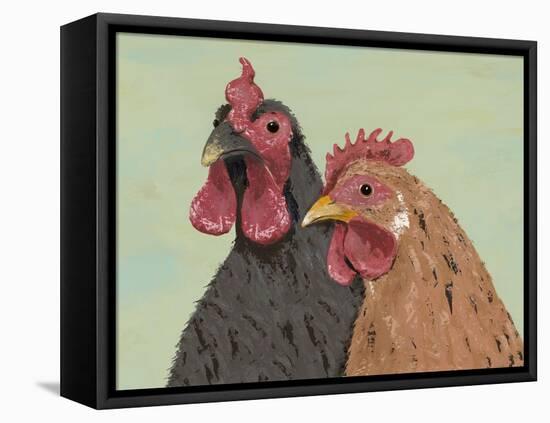Four Roosters Brown Chickens-Jade Reynolds-Framed Stretched Canvas
