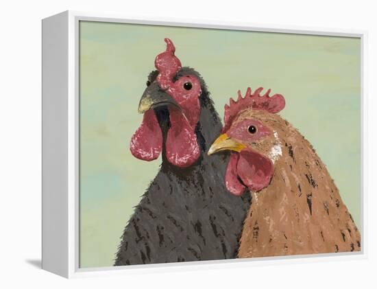 Four Roosters Brown Chickens-Jade Reynolds-Framed Stretched Canvas