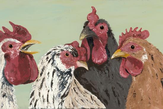 Four Roosters-Jade Reynolds-Framed Art Print