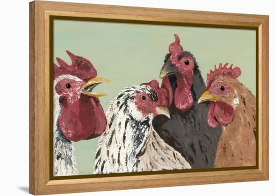 Four Roosters-Jade Reynolds-Framed Stretched Canvas