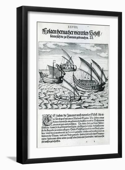 Four Sailing Boats from 'India Orientalis', 1598-Theodore de Bry-Framed Giclee Print