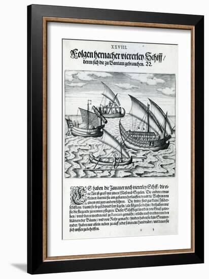 Four Sailing Boats from 'India Orientalis', 1598-Theodore de Bry-Framed Giclee Print