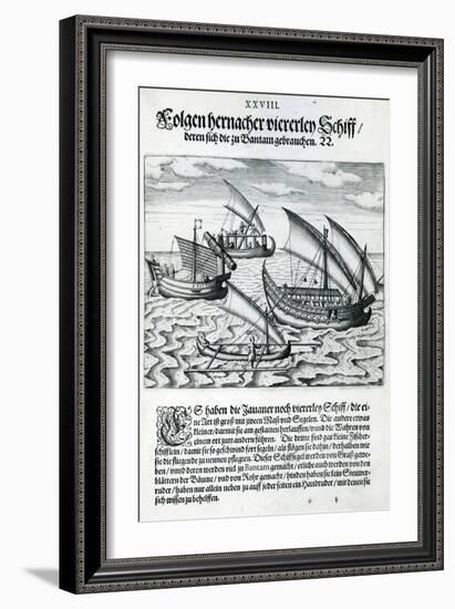 Four Sailing Boats from 'India Orientalis', 1598-Theodore de Bry-Framed Giclee Print