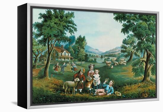 Four Seasons-Currier & Ives-Framed Stretched Canvas