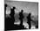 Four Soldiers with Helmets and Rifles Moving on Crest of Ridge, on Patrol at Night-Michael Rougier-Mounted Photographic Print