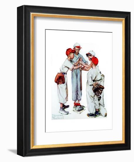 Four Sporting Boys: Baseball-Norman Rockwell-Framed Giclee Print