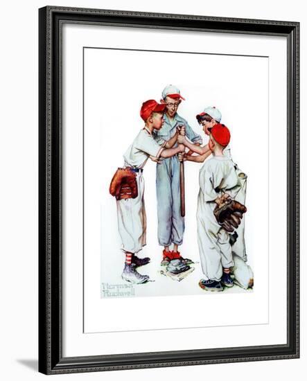 Four Sporting Boys: Baseball-Norman Rockwell-Framed Giclee Print