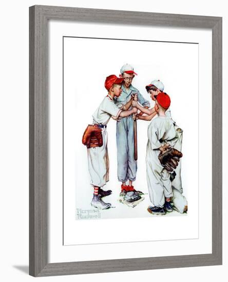 Four Sporting Boys: Baseball-Norman Rockwell-Framed Giclee Print