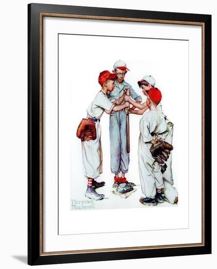 Four Sporting Boys: Baseball-Norman Rockwell-Framed Giclee Print