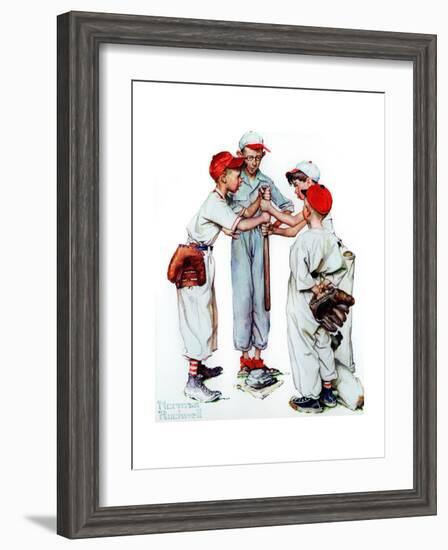 Four Sporting Boys: Baseball-Norman Rockwell-Framed Giclee Print