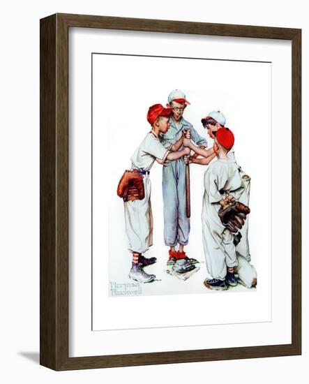 Four Sporting Boys: Baseball-Norman Rockwell-Framed Giclee Print