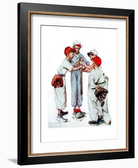 Four Sporting Boys: Baseball-Norman Rockwell-Framed Giclee Print