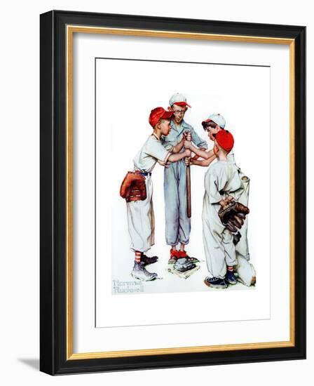 Four Sporting Boys: Baseball-Norman Rockwell-Framed Giclee Print