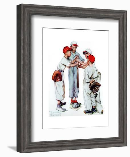 Four Sporting Boys: Baseball-Norman Rockwell-Framed Premium Giclee Print