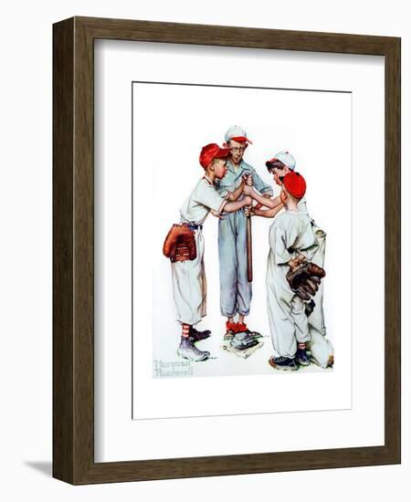 Four Sporting Boys: Baseball-Norman Rockwell-Framed Premium Giclee Print