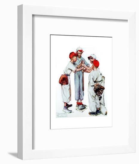 Four Sporting Boys: Baseball-Norman Rockwell-Framed Premium Giclee Print