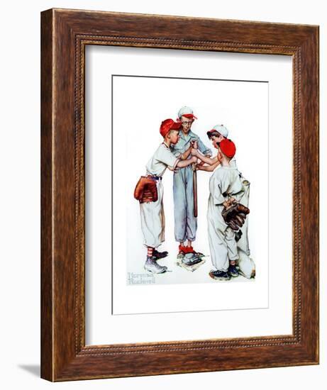 Four Sporting Boys: Baseball-Norman Rockwell-Framed Premium Giclee Print