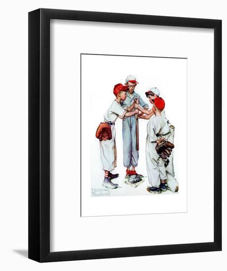 Four Sporting Boys: Baseball-Norman Rockwell-Framed Premium Giclee Print