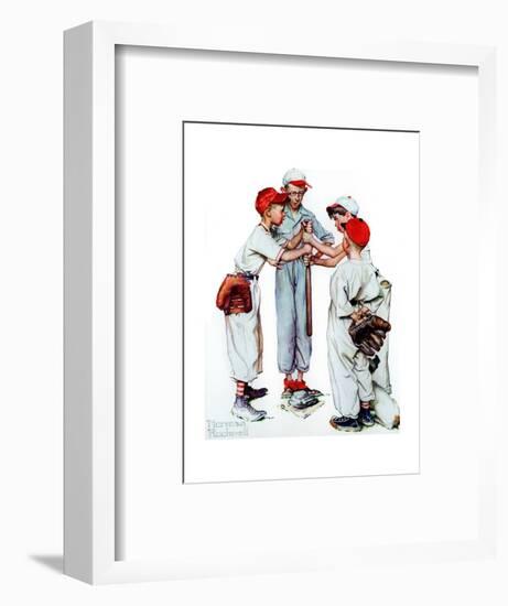 Four Sporting Boys: Baseball-Norman Rockwell-Framed Premium Giclee Print