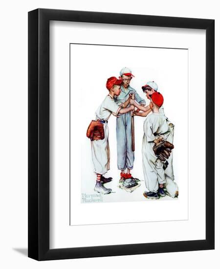 Four Sporting Boys: Baseball-Norman Rockwell-Framed Premium Giclee Print