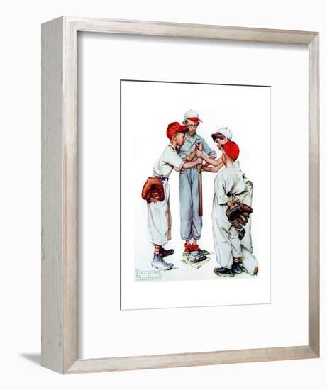 Four Sporting Boys: Baseball-Norman Rockwell-Framed Premium Giclee Print