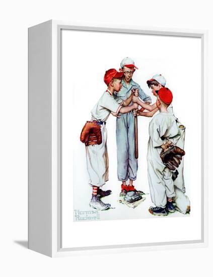 Four Sporting Boys: Baseball-Norman Rockwell-Framed Premier Image Canvas