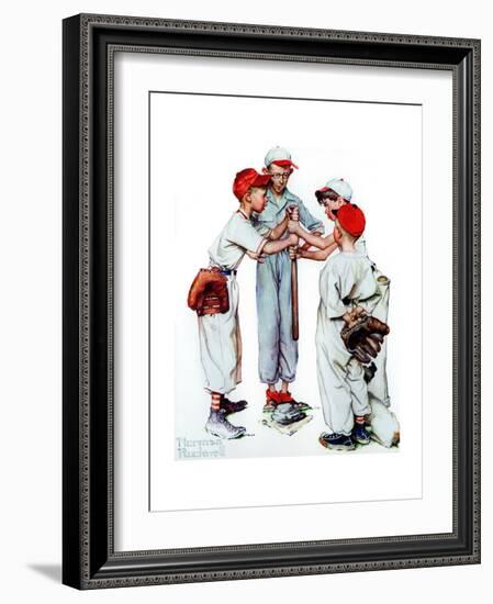 Four Sporting Boys: Baseball-Norman Rockwell-Framed Premium Giclee Print
