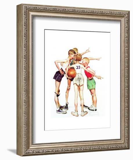 Four Sporting Boys: Basketball-Norman Rockwell-Framed Giclee Print