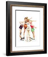 Four Sporting Boys: Basketball-Norman Rockwell-Framed Giclee Print