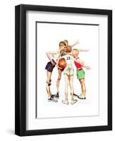 Four Sporting Boys: Basketball-Norman Rockwell-Framed Giclee Print