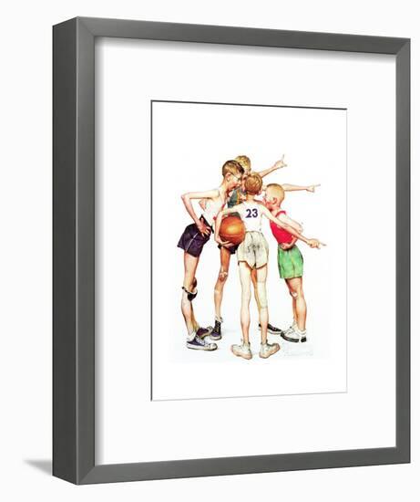 Four Sporting Boys: Basketball-Norman Rockwell-Framed Giclee Print