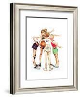 Four Sporting Boys: Basketball-Norman Rockwell-Framed Giclee Print