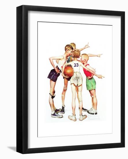 Four Sporting Boys: Basketball-Norman Rockwell-Framed Premium Giclee Print