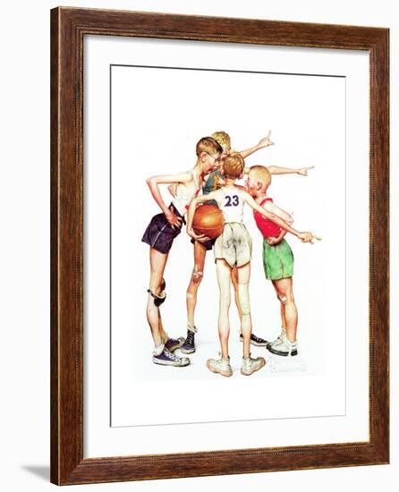 Four Sporting Boys: Basketball-Norman Rockwell-Framed Giclee Print