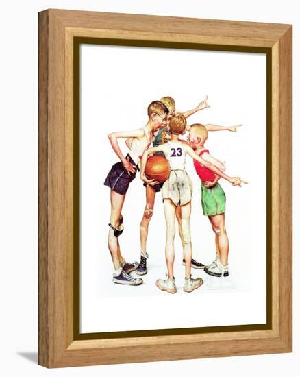 Four Sporting Boys: Basketball-Norman Rockwell-Framed Premier Image Canvas