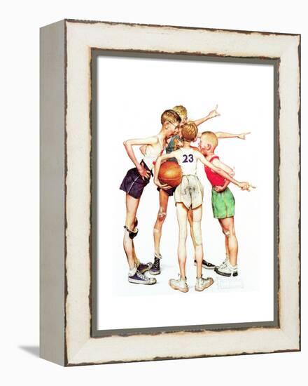 Four Sporting Boys: Basketball-Norman Rockwell-Framed Premier Image Canvas