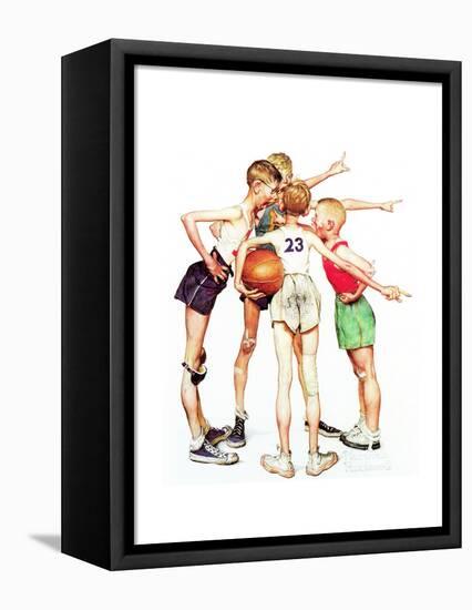 Four Sporting Boys: Basketball-Norman Rockwell-Framed Premier Image Canvas