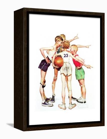 Four Sporting Boys: Basketball-Norman Rockwell-Framed Premier Image Canvas