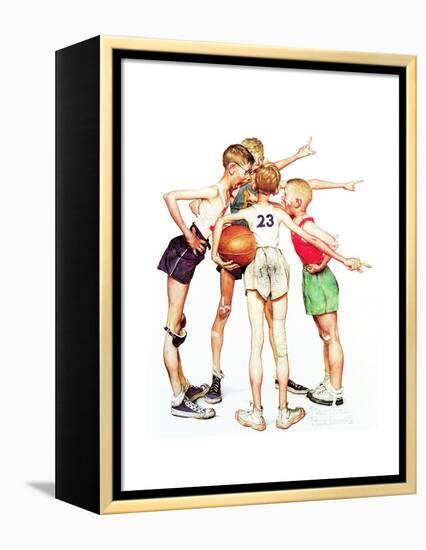 Four Sporting Boys: Basketball-Norman Rockwell-Framed Premier Image Canvas