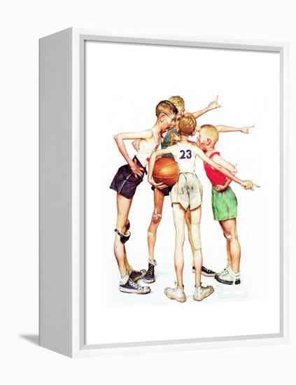 Four Sporting Boys: Basketball-Norman Rockwell-Framed Premier Image Canvas