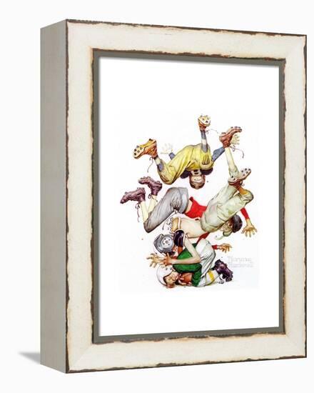 Four Sporting Boys: Football-Norman Rockwell-Framed Premier Image Canvas