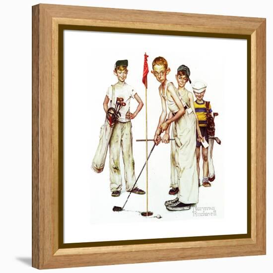 Four Sporting Boys: Golf-Norman Rockwell-Framed Premier Image Canvas